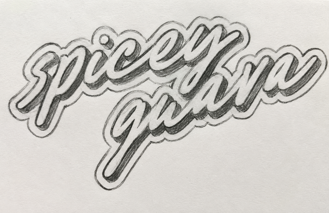 Pencil sketch of the Spicey Guava script wordmark