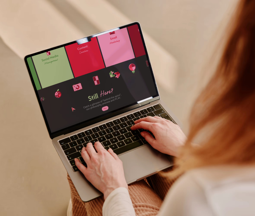 Spicey Guava website services section open on a laptop
